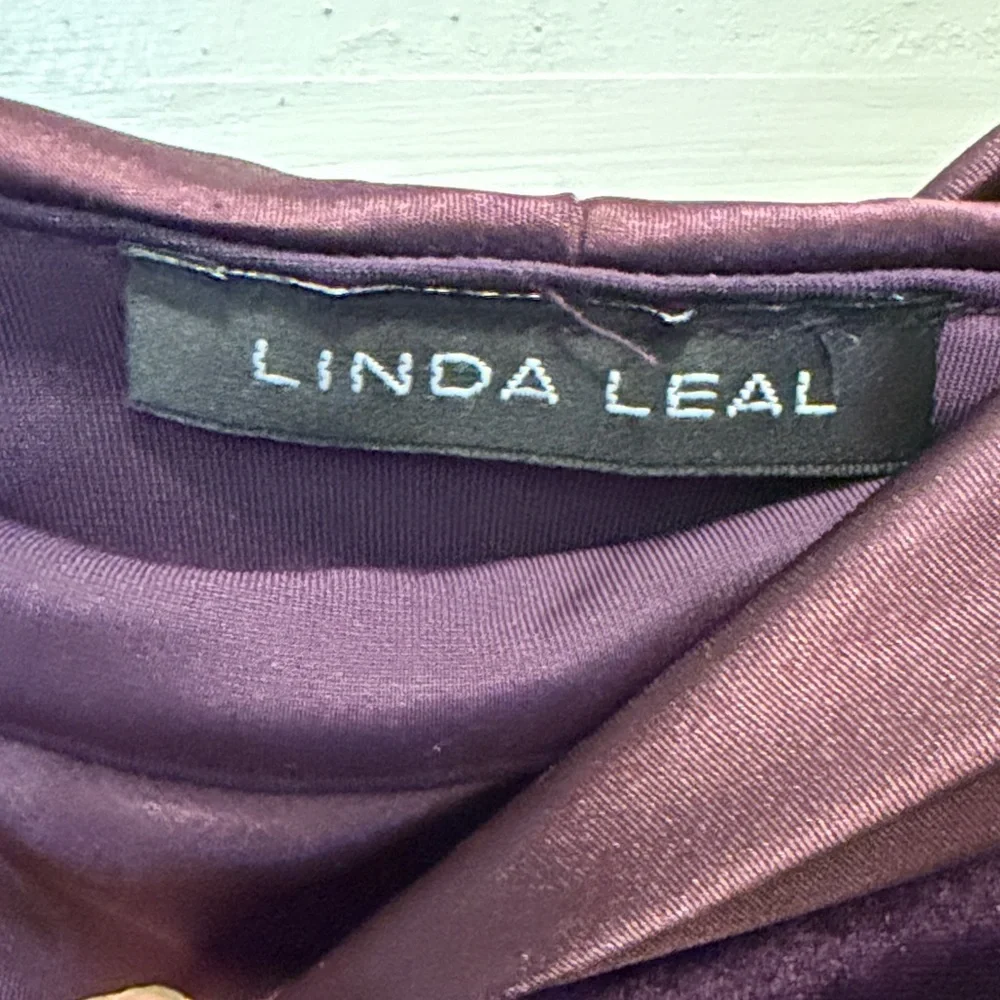 Luxurious Velvet Top in Deep Purple with Satiny Neckline - Picture 2 of 7